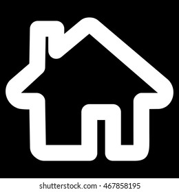 Home vector icon. Style is outline flat icon symbol, white color, black background.