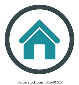 Home vector icon. This rounded flat symbol is drawn with soft blue colors on a white background.