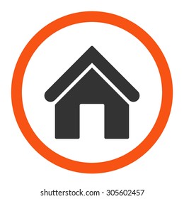 Home vector icon. This rounded flat symbol is drawn with orange and gray colors on a white background.
