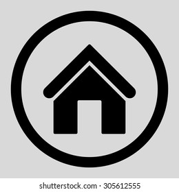 Home vector icon. This rounded flat symbol is drawn with black color on a light gray background.