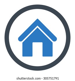 Home vector icon. This rounded flat symbol is drawn with smooth blue colors on a white background.