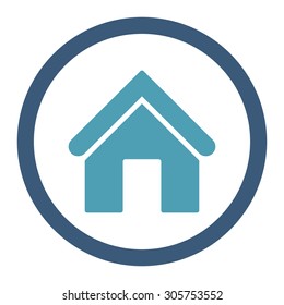 Home vector icon. This rounded flat symbol is drawn with cyan and blue colors on a white background.