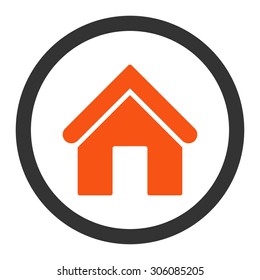 Home vector icon. This rounded flat symbol is drawn with orange and gray colors on a white background.