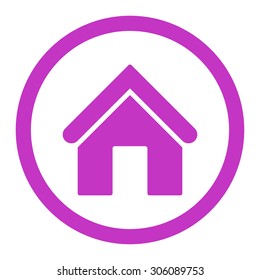 Home vector icon. This rounded flat symbol is drawn with violet color on a white background.