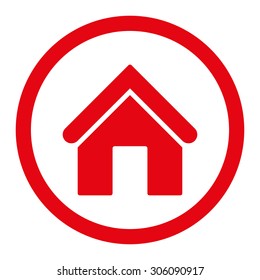 Home vector icon. This rounded flat symbol is drawn with red color on a white background.