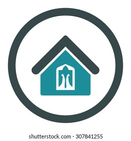 Home vector icon. This rounded flat symbol is drawn with soft blue colors on a white background.