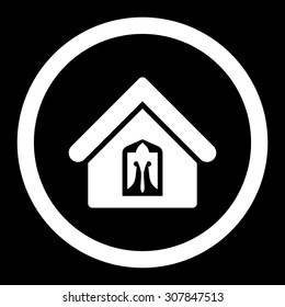 Home vector icon. This rounded flat symbol is drawn with white color on a black background.