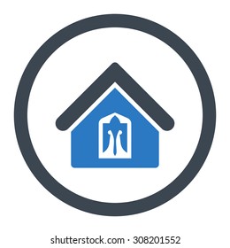 Home vector icon. This rounded flat symbol is drawn with smooth blue colors on a white background.