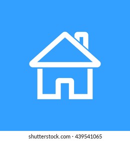 Home vector icon. White Illustration isolated on blue background for graphic and web design.