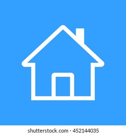 Home vector icon. White Illustration isolated on blue background for graphic and web design.