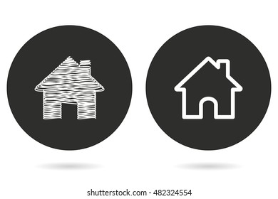Home vector icon. White illustration isolated on black background for graphic and web design.