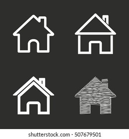Home vector icon. White illustration isolated on black background for graphic and web design.
