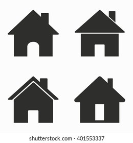 Home     vector icons set. Black  illustration isolated on white  background for graphic and web design.