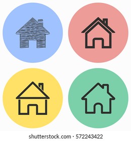 Home vector icons set. Black illustration isolated for graphic and web design.