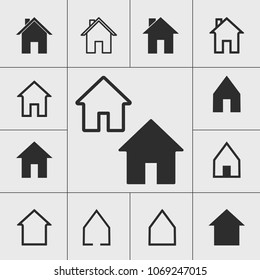 Home vector icons set. Illustration isolated for graphic and web design.