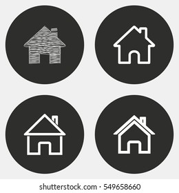 Home vector icons set. White illustration isolated for graphic and web design.
