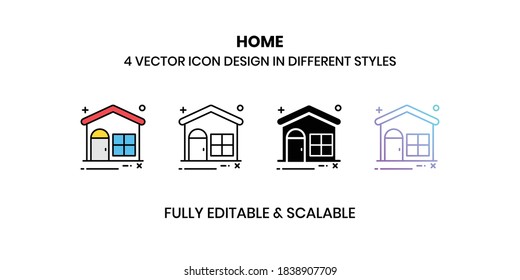 Iconos de la ilustración de Home Vector en un estilo diferente