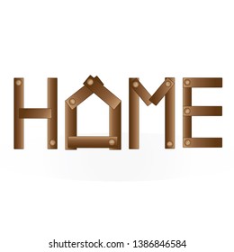 Home vector illustration. Wooden word on background 