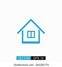Home vector. Isolated blue icon on white background.