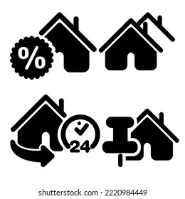 Home Vector Line Icon. House vector illustration symbol. Houses vector web icons set. paper stickers. raster version, vector file also available in gallery