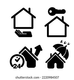 Startseite Vector Line Symbol. Vektorgrafik-Symbol im Haus. Houses Vektor Web-Symbole Set. Papieraufkleber. Rasterversion, Vektordatei auch in der Galerie verfügbar