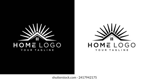 Home vector logo template for real estate company. Illustration of roof. Design element.