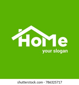 Home vector logo template for real estate company. Illustration of roof of house on green background. Design element. Creative idea for logotype. EPS10.