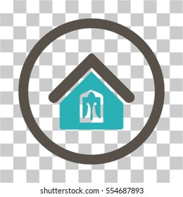 Home vector pictograph. Illustration style is flat iconic bicolor grey and cyan symbol on a transparent background.