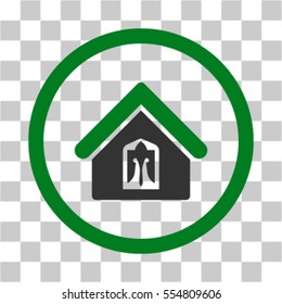 Home vector pictograph. Illustration style is flat iconic bicolor green and gray rounded symbol on a transparent background.