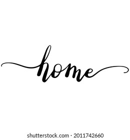 Home vector quote. Ideal for card making, printing, textile, interior decoration. Inspiration calligraphy inscription. Isolated on white background. Hand drawn phrase. 