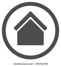 Home vector rounded icon. Image style is a flat icon symbol inside a circle, gray color, white background.