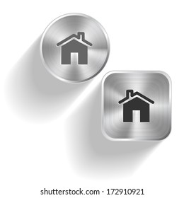 Home. Vector set steel buttons