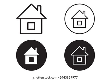 Home vector with stroke line. Home silhouette icon for logo, apps and websites. Home sign in circle or white background. house icon.