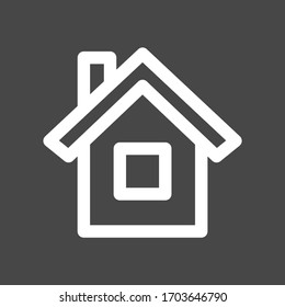 Home vector white line icon with dark background