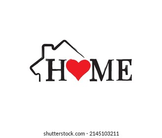 Home, vector. Wording design isolated on white background, lettering. Wall decals, wall art, artwork. House cartoon illustration.
