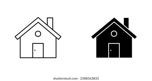 Home vectors icons set in filled and strokes on white background