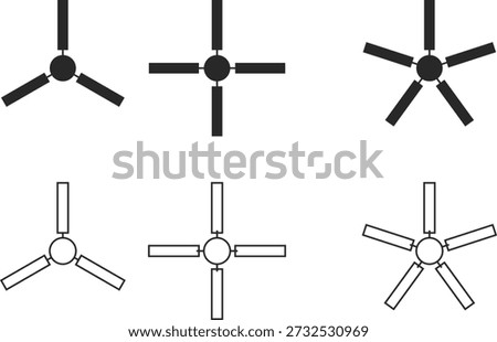 Home Ventilation Icons. Ceiling fan symbol. Interior design regulation signs. Electrical Appliance Icons