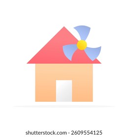 home ventilation system icon, flat colored vector. modern and minimalist design