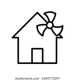 home ventilation system icon, line vector isolated on white background. trendy and modern design