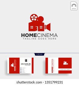 Home video cinema black color simple line logo template vector illustration icon element