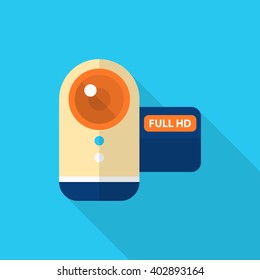 Home Video icon , Vector flat long shadow design.