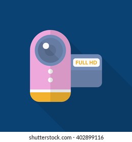 Home Video icon , Vector flat long shadow design.