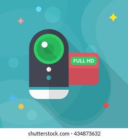 Home Video icon , Vector flat long shadow design.