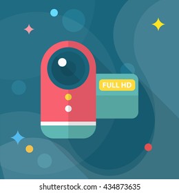 Home Video icon , Vector flat long shadow design.