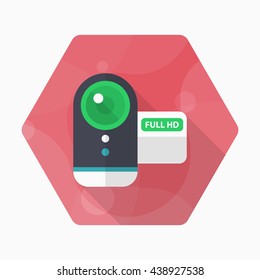 Home Video icon , Vector flat long shadow design.