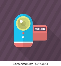 Home Video icon , Vector flat long shadow design.