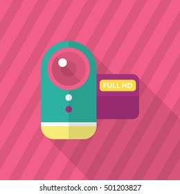 Home Video icon , Vector flat long shadow design.