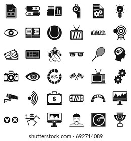 Home video icons set. Simple style of 36 home video vector icons for web isolated on white background