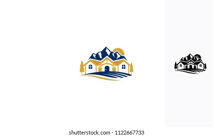 home villa resort mountain logo icon vector