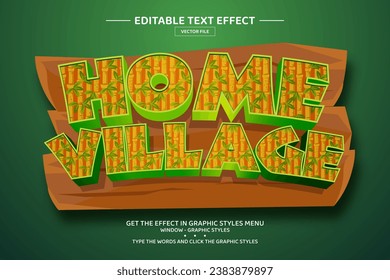 Home village 3D editable text effect template